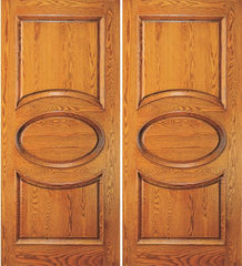 WDMA 72x84 Door (6ft by 7ft) Exterior Mahogany Oval Double Door Front 3 Panel Raised Moulding 1