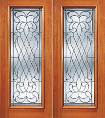 WDMA 72x84 Door (6ft by 7ft) Exterior Mahogany Diamond Pattern Beveled Glass Double Door Full lite 1