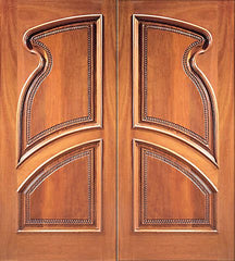 WDMA 72x84 Door (6ft by 7ft) Exterior Mahogany Double Door Hand Carved Arch Panels in  1