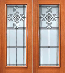 WDMA 72x84 Door (6ft by 7ft) Exterior Mahogany Celtic Design Beveled Glass Double Door Full lite 1