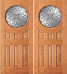 WDMA 72x84 Door (6ft by 7ft) Exterior Mahogany Front 6 Panel Raised Moulding Circle Modern Double Door 1