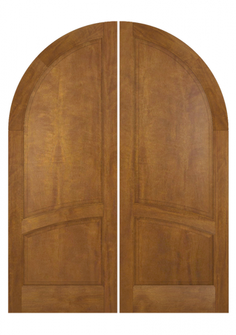 WDMA 72x84 Door (6ft by 7ft) Exterior Swing Mahogany 2/3 Round Top 2 Panel Solid Transitional Home Style or Interior Double Door 2