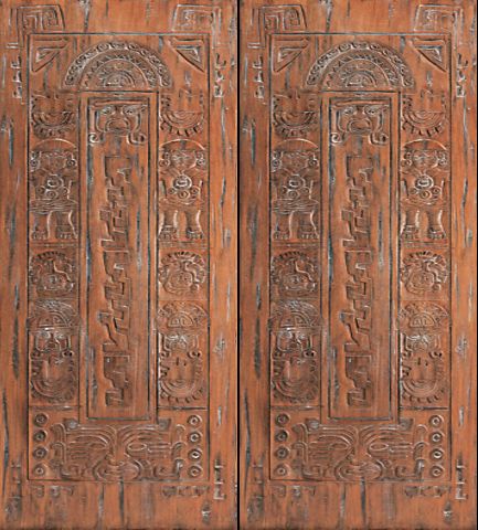 WDMA 72x84 Door (6ft by 7ft) Exterior Mahogany Mayan Motifs Carved Double Door in Solid  1