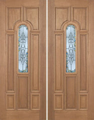 WDMA 72x96 Door (6ft by 8ft) Exterior Mahogany Revis Double Door w/ Tiffany Glass - 8ft Tall 1