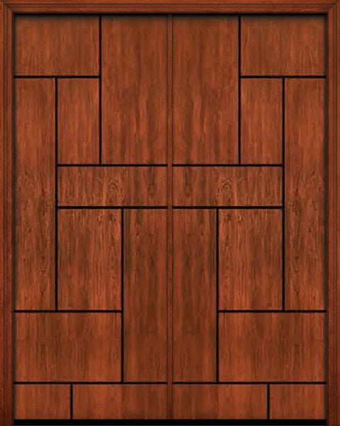 WDMA 72x96 Door (6ft by 8ft) Exterior Cherry 96in Contemporary Lines Groove Double Entry Door 1