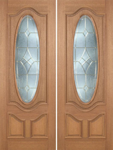 WDMA 72x96 Door (6ft by 8ft) Exterior Mahogany Carmel Double Door w/ A Glass - 8ft Tall 1