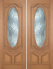 WDMA 72x96 Door (6ft by 8ft) Exterior Mahogany Carmel Double Door w/ A Glass - 8ft Tall 1