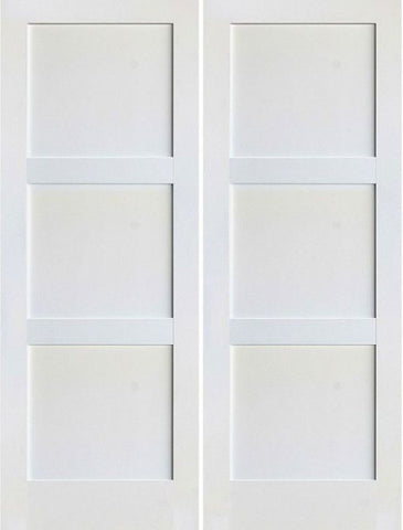 WDMA 72x96 Door (6ft by 8ft) Interior Barn Smooth 96in 3 Panel Primed Shaker 1-3/4in 20 Min Fire Rated Double Door 1