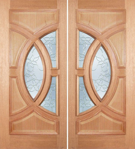 WDMA 72x96 Door (6ft by 8ft) Exterior Mahogany Crescendo Double Door w/ PS Glass 1