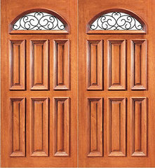 WDMA 72x96 Door (6ft by 8ft) Exterior Mahogany Camber Lite External Double Door with Ironwork 1