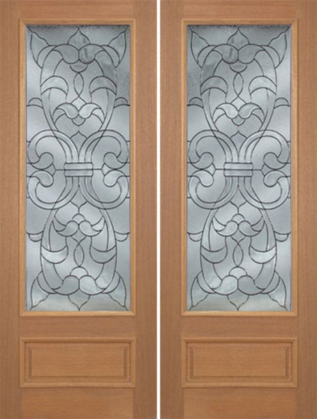 WDMA 72x96 Door (6ft by 8ft) Exterior Mahogany Edwards Double Door w/ W Glass - 8ft Tall 1