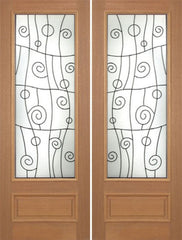 WDMA 72x96 Door (6ft by 8ft) Exterior Mahogany Roma Double Door w/ RM Glass - 8ft Tall 1
