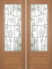 WDMA 72x96 Door (6ft by 8ft) Exterior Mahogany Roma Double Door w/ RM Glass - 8ft Tall 1