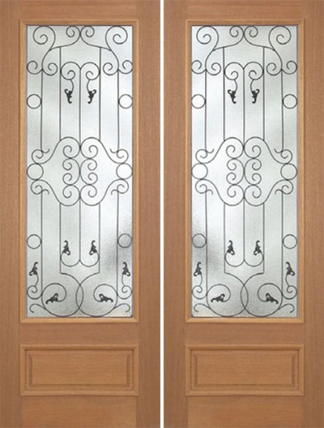 WDMA 72x96 Door (6ft by 8ft) Exterior Mahogany Roma Double Door w/ WM Glass - 8ft Tall 1