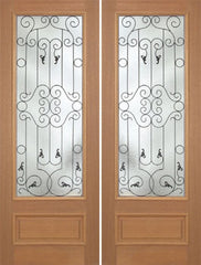 WDMA 72x96 Door (6ft by 8ft) Exterior Mahogany Roma Double Door w/ WM Glass - 8ft Tall 1