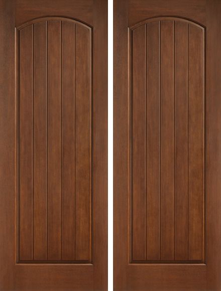 WDMA 72x96 Door (6ft by 8ft) Exterior Rustic 8ft 1 Panel Plank Soft Arch Classic-Craft Collection Double Door Granite Full Lite 1