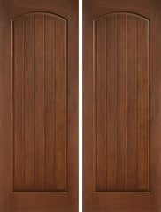 WDMA 72x96 Door (6ft by 8ft) Exterior Rustic 8ft 1 Panel Plank Soft Arch Classic-Craft Collection Double Door Granite Full Lite 1