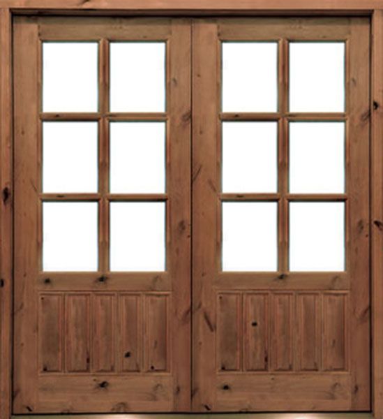 WDMA 72x96 Door (6ft by 8ft) Exterior Swing Knotty Alder Oconee TDL 6 Lite Double Door 1