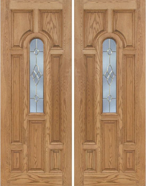 WDMA 72x96 Door (6ft by 8ft) Exterior Oak Carrick Double Door w/ C Glass - 8ft Tall 1