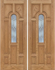 WDMA 72x96 Door (6ft by 8ft) Exterior Oak Carrick Double Door w/ C Glass - 8ft Tall 1