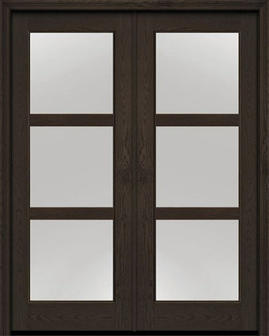 WDMA 72x96 Door (6ft by 8ft) Exterior Oak 3 Lite 8ft0in Full Lite Flush-Glazed Fiberglass Double Door 1