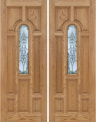 WDMA 72x96 Door (6ft by 8ft) Exterior Oak Carrick Double Door w/ Tiffany Glass - 8ft Tall 1