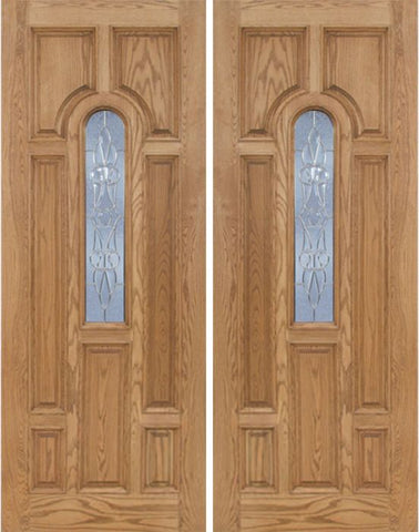WDMA 72x96 Door (6ft by 8ft) Exterior Oak Carrick Double Door w/ L Glass - 8ft Tall 1