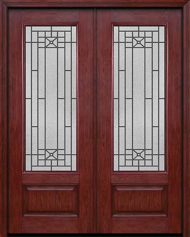 WDMA 72x96 Door (6ft by 8ft) Exterior Cherry 96in 3/4 Lite Double Entry Door Courtyard Glass 1