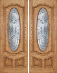 WDMA 72x96 Door (6ft by 8ft) Exterior Oak Dally Double Door w/ BO Glass - 8ft Tall 1