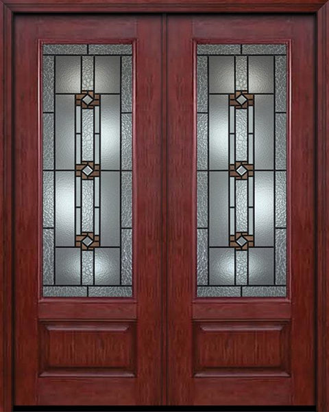WDMA 72x96 Door (6ft by 8ft) Exterior Cherry 96in 3/4 Lite Double Entry Door Mission Ridge Glass 1