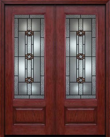 WDMA 72x96 Door (6ft by 8ft) Exterior Cherry 96in 3/4 Lite Double Entry Door Mission Ridge Glass 1