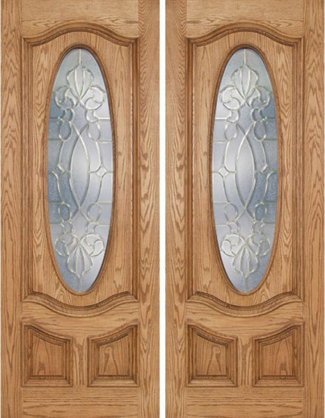 WDMA 72x96 Door (6ft by 8ft) Exterior Oak Dally Double Door w/ CO Glass - 8ft Tall 1