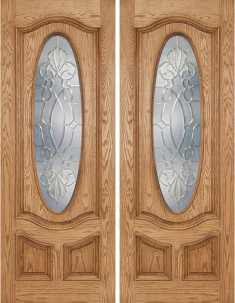 WDMA 72x96 Door (6ft by 8ft) Exterior Oak Dally Double Door w/ CO Glass - 8ft Tall 1
