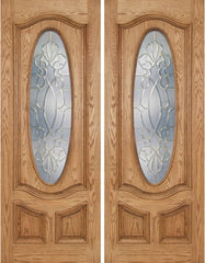 WDMA 72x96 Door (6ft by 8ft) Exterior Oak Dally Double Door w/ CO Glass - 8ft Tall 1