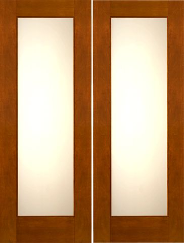 WDMA 72x96 Door (6ft by 8ft) Exterior Mahogany 2-1/4in Thick Contemporary Double Doors Low-E Matte Glass 1
