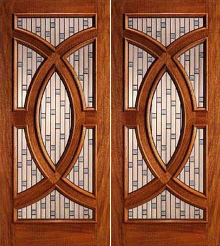 WDMA 72x96 Door (6ft by 8ft) Exterior Mahogany Double Front Doors with Circle Decorative Glass 1