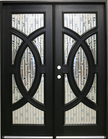 WDMA 72x96 Door (6ft by 8ft) Exterior Mahogany Double Front Doors with Circle Decorative Glass 2
