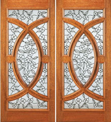 WDMA 72x96 Door (6ft by 8ft) Exterior Mahogany Front Double Door Radius Lite Insulated Tempered Glass 1