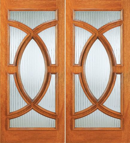 WDMA 72x96 Door (6ft by 8ft) Exterior Mahogany Double Door Radius Lite with Casting Glass 1