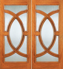 WDMA 72x96 Door (6ft by 8ft) Exterior Mahogany Double Door Radius Lite with Casting Glass 1