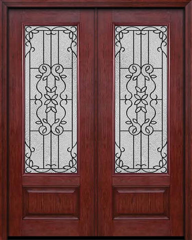 WDMA 72x96 Door (6ft by 8ft) Exterior Cherry 96in 3/4 Lite Double Entry Door Mediterranean Glass 1