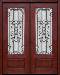 WDMA 72x96 Door (6ft by 8ft) Exterior Cherry 96in 3/4 Lite Double Entry Door Mediterranean Glass 1