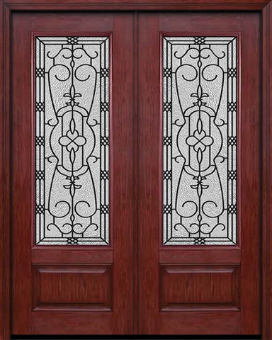 WDMA 72x96 Door (6ft by 8ft) Exterior Cherry 96in 3/4 Lite Double Entry Door Jacinto Glass 1