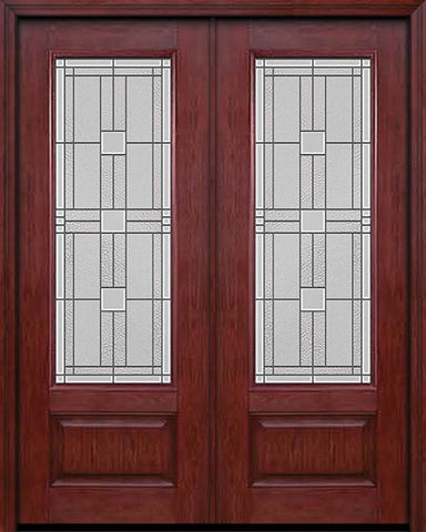 WDMA 72x96 Door (6ft by 8ft) Exterior Cherry 96in 3/4 Lite Double Entry Door Monterey Glass 1