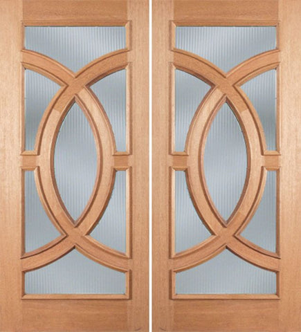 WDMA 72x96 Door (6ft by 8ft) Patio Mahogany Crescendo Exterior Double Door w/ Reed Glass 1
