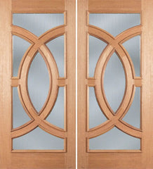 WDMA 72x96 Door (6ft by 8ft) Patio Mahogany Crescendo Exterior Double Door w/ Reed Glass 1