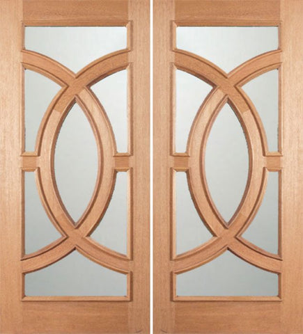 WDMA 72x96 Door (6ft by 8ft) Exterior Mahogany Crescendo Double Door w/ Sandblast Glass 1