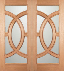 WDMA 72x96 Door (6ft by 8ft) Exterior Mahogany Crescendo Double Door w/ Sandblast Glass 1