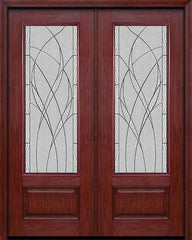 WDMA 72x96 Door (6ft by 8ft) Exterior Cherry 96in 3/4 Lite Double Entry Door Waterside Glass 1
