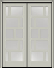 WDMA 72x96 Door (6ft by 8ft) Exterior Smooth Contemporary Asymmetrical 10 Lite 8ft0in Full Lite Flush-Glazed Fiberglass Double Door 1